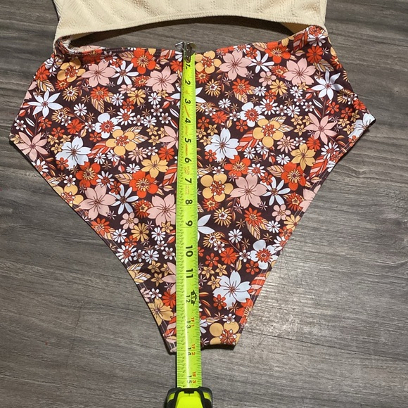 WDIRARA Floral Print Sleeveless One Piece Swimsuit Square Neck Monokini Size L - Picture 2 of 6